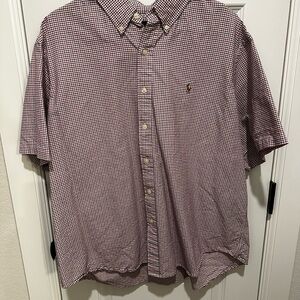 Ralph Lauren Red and White Checkered Button Down Shirt